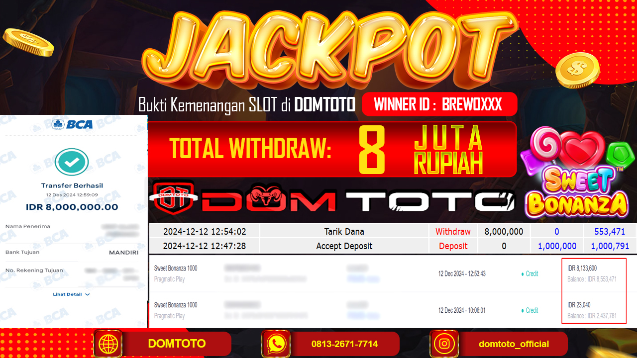 JACKPOT SLOT SWEET BONANZA 1000  12 DESEMBER 2024 